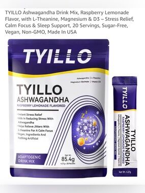 TYILLO Raspberry Lemonade Ashwagandha Stick Packets - Purple & White